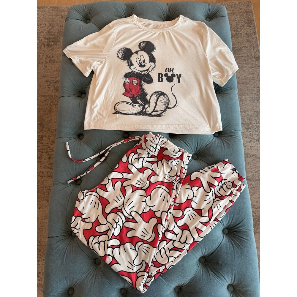 Disney Pajama Set Mickey Mouse Top Pants Disney 2 pc Set Extra Soft Sz Medium M